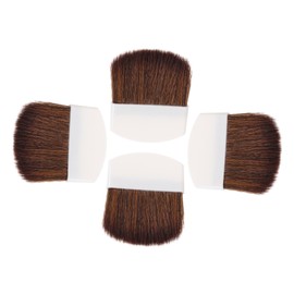 FRCOLOR 4pcs Mini Powder Makeup Brushes with White Handles and Brown Bristles Flat Rounded Design for Blush Highlighter Nose Shadow Application and Easy to Clean Cosmetic Tools for Women