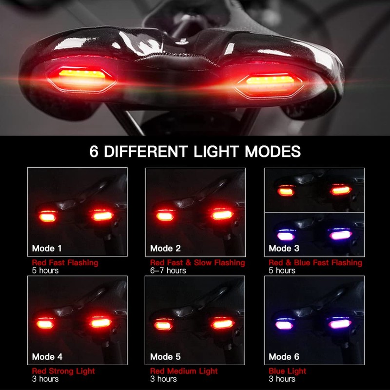Bike Saddle, Bicycle Soft Saddle with USB Charging Warning Taillight