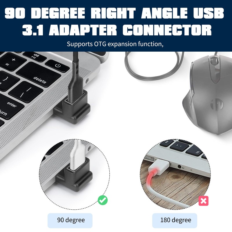 AOUZOVLI USB Angled Connector 90 Degree 4 Pieces Angle Plug
