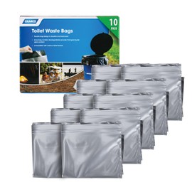 Camco Toilet Waste Bags - Features a Biodegradable Powder & Leak Proof Double Bag Design - Great for Camping, RVing, Hiking, or Boating - 10-Pack (41548)