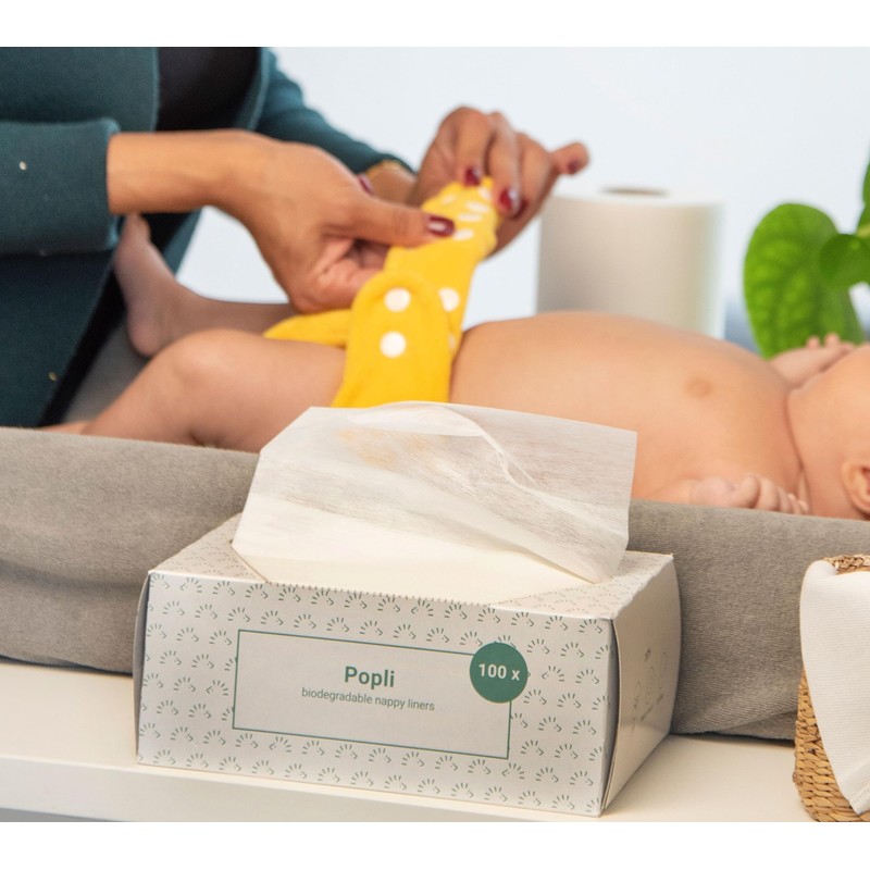 Popolini Popli Nappy Liners for Cloth Nappies, White, Popli Box