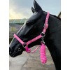 Horse Headcollar and Lead Rope Set, Pink with Horse Print