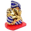 Purpledip Resin Idol Pagdi Ganesha: Glittering Stones Statue (11855)