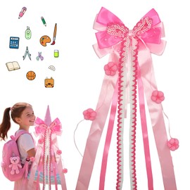 DONGZQAN School Cone Bow, Sugar Bags Bow, 60 x 20 cm, School Cone Bow, Girls Decoration, Sugar Bags Bow, Light Purple Craft Set, School Cone Bow (Pink)