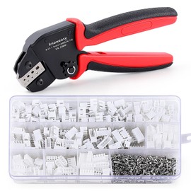 Knoweasy Jst Crimping Tool with 720PCS JST-XH Connectors Kit - 24-16 AWG Labor-Saving Crimper for AMP-TE 2.8/4.0/4.8/6.3, JST-SM2.54/XH2.54/VH3.96 and Molex