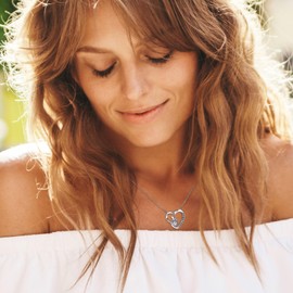 TRENDOLLA Girl's Heart Pendant Necklace Sterling Silver Jewelry Gift for Girlfriend Daughter (Purity in Heart-Clear)