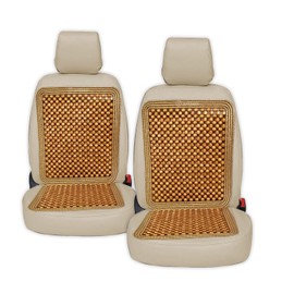 ZONETECH Wooden Beaded Car Driver Seat Cushion - Natural Double Strung Massaging Universal Comfortable Car Seat Cover Cushion with High Ventilation (2-Pack)