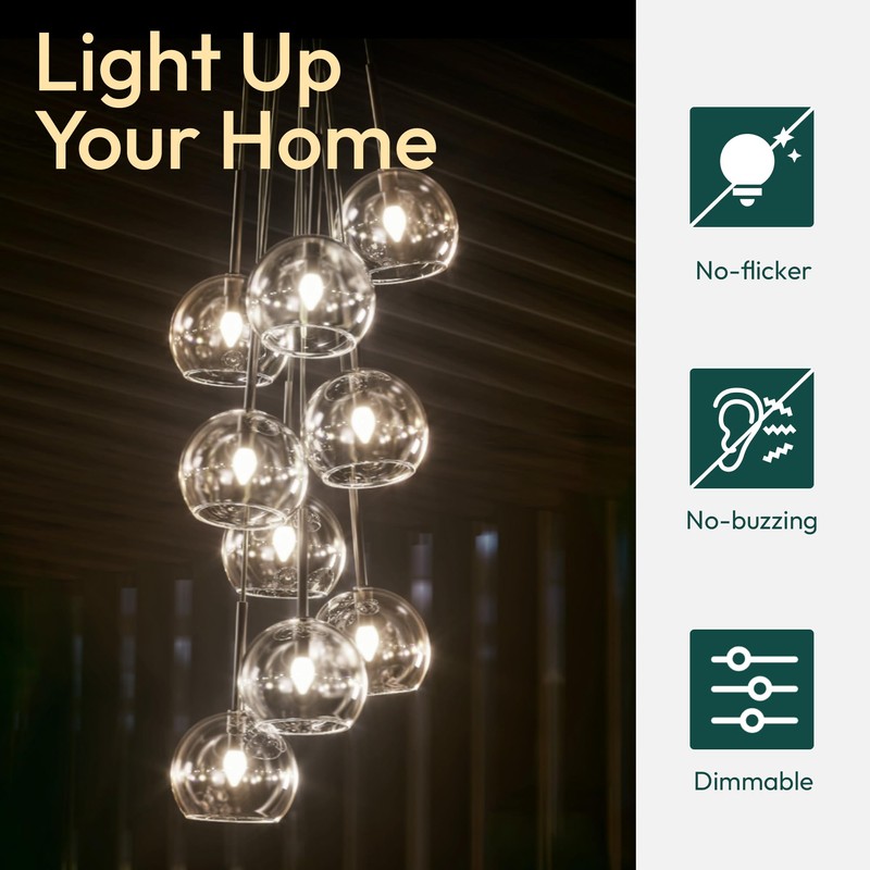 ALAMPEVER 6 Pack Chandelier Light Bulbs 100W Equivalent, 800LM E26