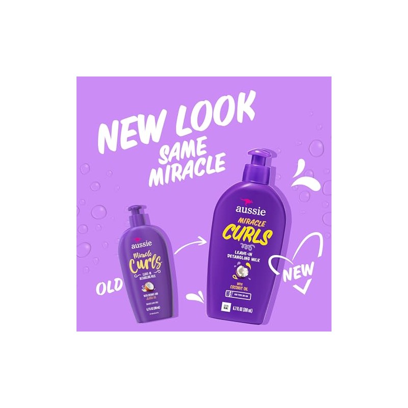Aussie Miracle Curls Leave-In Detangling Milk 6.7 fl oz, pack