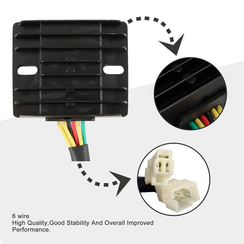GOOFIT 6 Pin DC Voltage Regulator Rectifier for 50cc 70cc