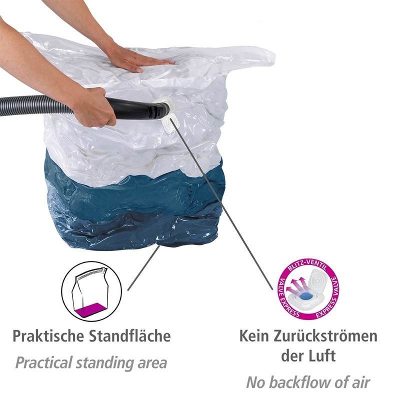 WENKO Aufbewahrungsbeutel Vakuum Cube S, Vakuumier-Beutel für Kleidung, Bettdecken, spart