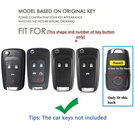SANRILY Keyless Metal Leather 3/4/5 Button Flip Key Fob Cover Case for Chevy Camaro 2012-2018 Cruze Equinox Malibu Sonic for GMC Terrain 2013 for Buick Lacrosse Encore Regal with Weave Keychain Black