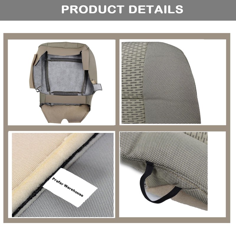 Prefer Warehouse Passenger Bottom Seat Cover Tan Cloth, F150 XLT