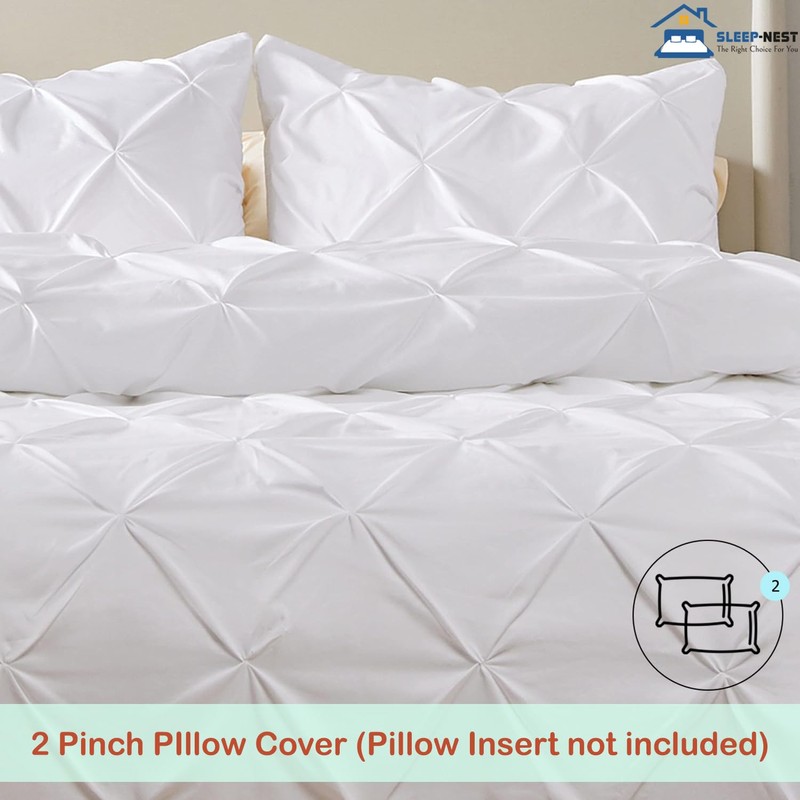 SLEEP-NEST Alaskan King Duvet Cover 132x120 Pinch Pleated 3 Piece