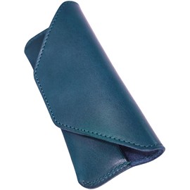 BlissLeather Made in Japan Tochigi Leather Glasses Case, Premium Genuine Leather, Men's, Women's, Made in Japan, blue