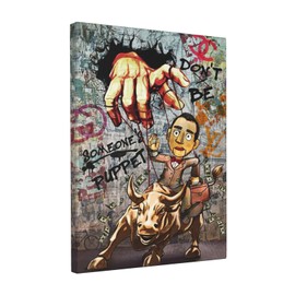 Street Graffiti Canvas Wall Art Modern Artist Aesthetics Don't Be Somone's Puppet Pictures Wall Decor Banksy Abstract Home Decor Framed for Living room Bedroom Bathroom 12"X16"