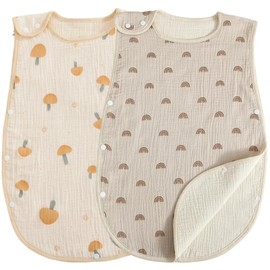 Shinse Baby Gauze Sleeper, 4-Layer, 100% Cotton, Cold Protection, Girls, Boys, 0-7 Years Old, Baby Gift, Newborn, Mushroom + Rainbow