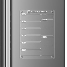 Langaelex Magnetic Meal Planner for Fridge Acrylic Weekly Menu Board for Kitchen, Shopping List and Chore Chart - 7.9 x 11.8