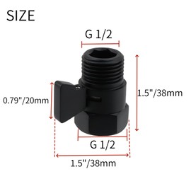 Nicerity Shower Shut Off Valve G1/2 Shower Head Flow Restrictor Brass Water Flow Control Valve with Washer Universal Installation, Black