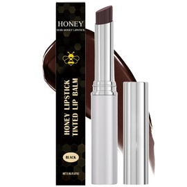 Honey Lipstick Tinted Lip Balm, Hydrating Lip Balm with Natural Honey Extract, Sheer Color Lip Tint, Nourishing Repair for Dry Chapped Lips, Long Lasting Smooth Glossy Finish (Black)