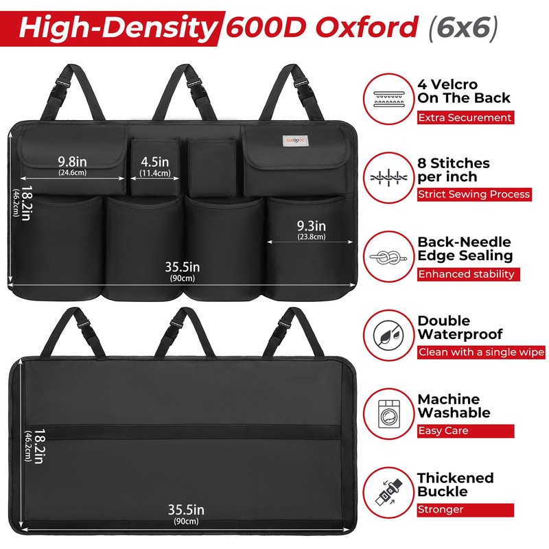 SURDOCA Hanging Trunk Organizer, NEW MODEL Car Organizers and Storage,