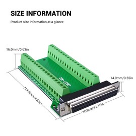 YIMATEECO DB37 Screw Terminal Adapter, DB37 Female to Terminal Block 37-Pin Solderless Breakout Board D-SUB Screw Terminal Block Adapter Connection Terminal with Insulating Pad (1 x Female + 1 x Male