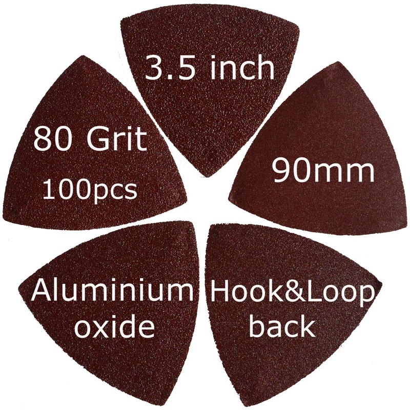 XXGO 100 Pcs 80 Grits 3-1/2 Inch 90mm Triangular Hook