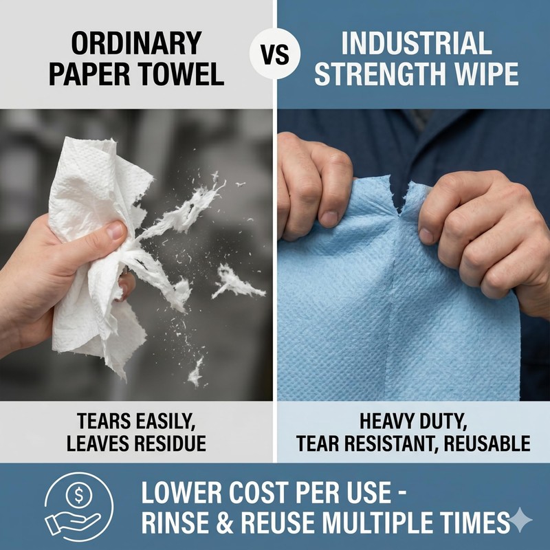 4 Rolls Industrial Cleaning Wipes Jumbo Roll 500 Sheets 12"x