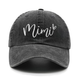 Chilltreads Mimi Hat for Women, Adjustable Embroidered Baseball Cap for Grandma, Black, One Size
