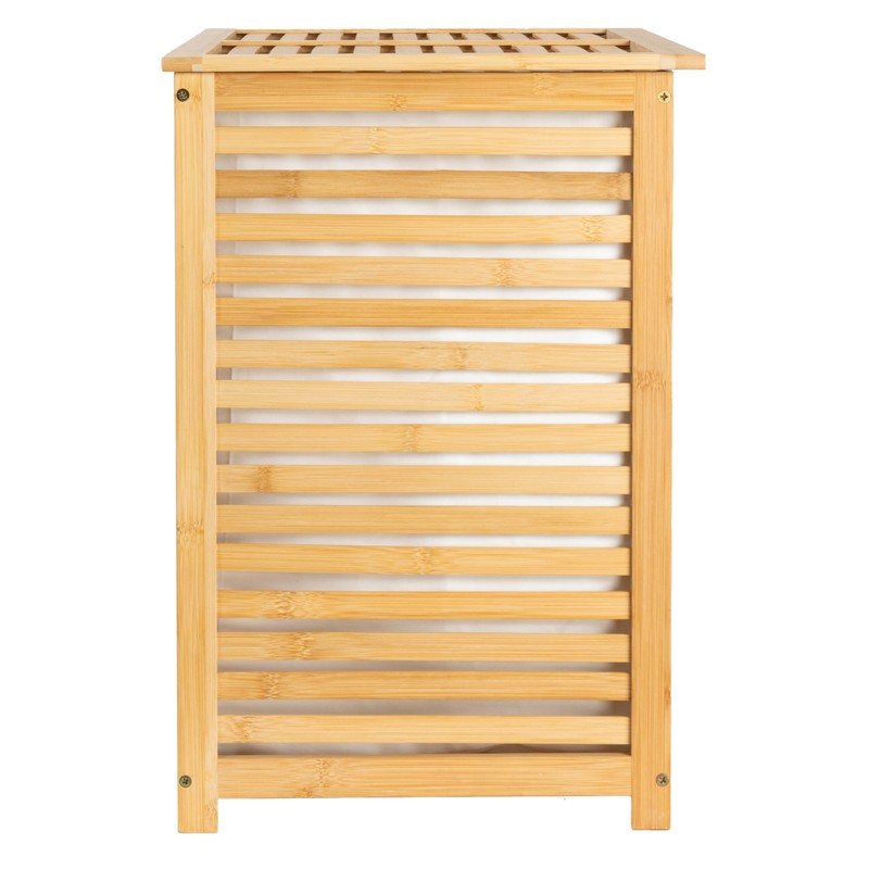 Household Essentials Bamboo and Cotton Double Laundry Sorter with Lid
