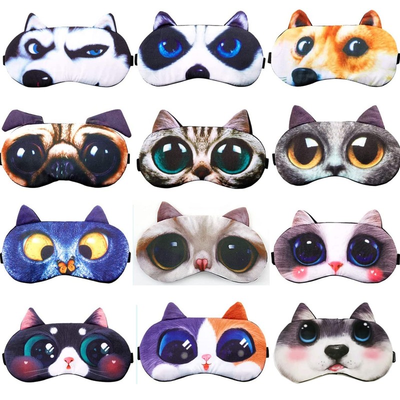 HXINFU 3D Fluffy Sleeping Eye Mask for Kids Cute Light