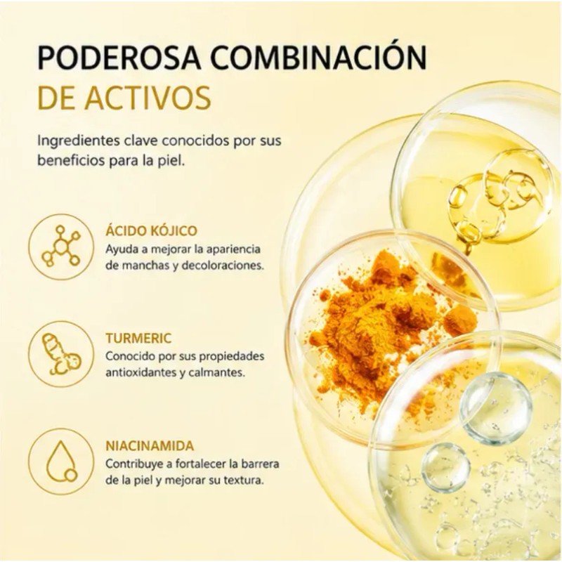 Suero Iluminador Antimanchas Kójico Curcuma Niacinamida 30 M