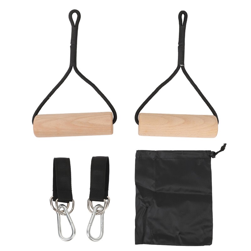 Wooden Gymnastic Rings Portable Pull Up Handles Arm Strength Trainer