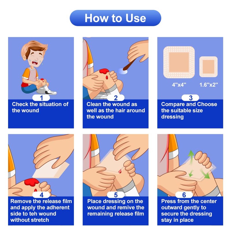 10 Count Silicone Foam Dressing 1.6" x 2", Wound Dressing