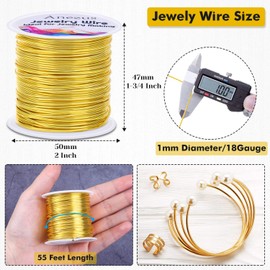 Jewellery Wire for Jewellery Making, Anezus Craft Wire, Tarnish Resistant Copper, Beading Wire for Jewellery Making and Crafts (1mm, Gold)