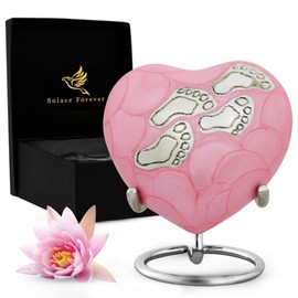Baby Urns for Ashes Boy & Girl - Mini Urns for Baby Boy Ashes - Heart Shaped Keepsake Urn with Stand - Honor Your Loved One with Memorial Infant Urn (Pink, Small)