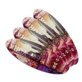 New York City Big Apple Art Collage Double-Sided Oval Nail File Emery Board Set 4 Pack