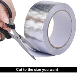 MYANGHAOT Glass Fiber Cloth Aluminum Foil Tape, Fireproof Self-Adhesive Tape High Temperature Leak Proof Tin Foil Duct Tape Seal Pipe Insulation Tear Resistance Metal Repair 2" x 82' Roll - Silver