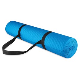 Fitvids 1/4-Inch High Density Thick Non Slip Yoga Mat with Knee Pad and Carrying Strap for Workout, Pilates, Gym Home Exercise, Blue