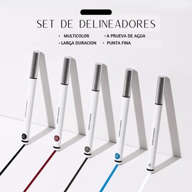 Set Delineador De Colores Punta Fina Larga Duración 5pz Delineador líquido Colorido Con Punta De Fieltro Eyeliner Lápiz de Ojos Resistente al Agua de Larga duración