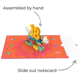 Hartensteler 18th Birthday Card Pop Up Greeting Cards, 3D Pop Up Card Birthday Greeting Card, Birthday Cards with Envelope for Women Moms Girls Men Friends