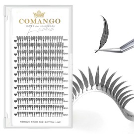Premade Spire Eyelashes Manga Lash Fans C/D Curl Anime Spiky Natural Wispy Lash Extension Feather Shape Comic Lashes 0.07mm lndividual Lashes (Black Spire, 0.07-C-Mix8-15mm)