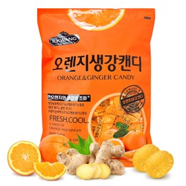 COELO Korean Orange Ginger Candy 250g (8.81oz) | Sweet & Spicy Flavor Hard Candy | Natural Ginger Root Fresh Orange | Favorite Office Snack On-the-Go Share Size Dessert Individually Wrapped | K-Food