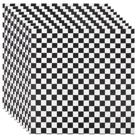 PPhtony 20Pcs Wax Paper Sheets 12x12 inch Checkered Sandwich Deli Wrap Paper Food Basket Liners for Wrapping Bread Picnic Party (12x12, Black-20pcs)