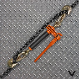 VULCAN Folding Handle Load Binder (Two Pack) with 2 Grab Hooks - Ratchet Style - 12000 Pound Safe Working Load (Works with 3/8 Inch Grade 70, 80 and 100 or 1/2” Grade 43 Chain)
