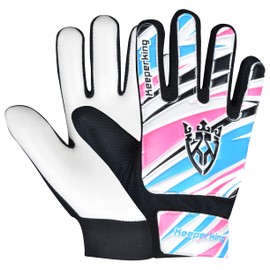 Keeperking Goalkeeper Gloves Children, Boys and Girls, Junior Football Gloves Football Player Gloves for Boys Goalkeeper Gloves Various Colours Size 4-7 (4, White/Black/White)