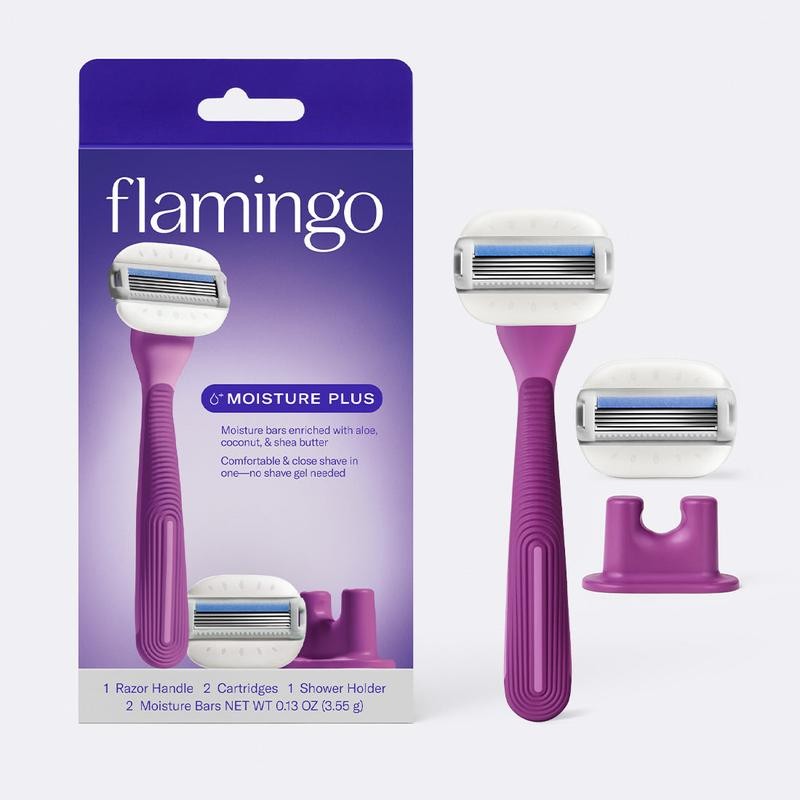 Flamingo Moisture Plus Razor Set with 2 Blade Cartridges &