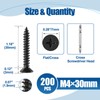 ANCHOREASE M4×30mm Wood Screw 200Pcs, Black Carbon Steel Self Tapping