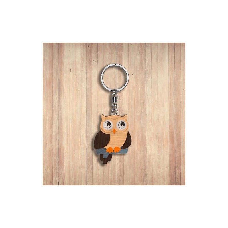 Framan Wooden Owl Keyring in Various Models, Craftsmanship, Sustainable Product,