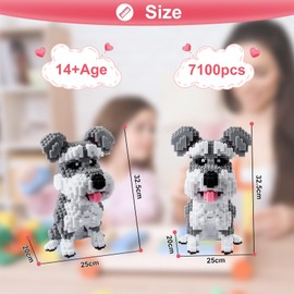 AHZILEI Schnauzer Dog 7100 Piece Micro Building Blocks Set for Teens & Adults – Advanced 3D Construction Kit, STEM Fine-Motor Skill Toy, Birthday, Family Indoor Creative Play
